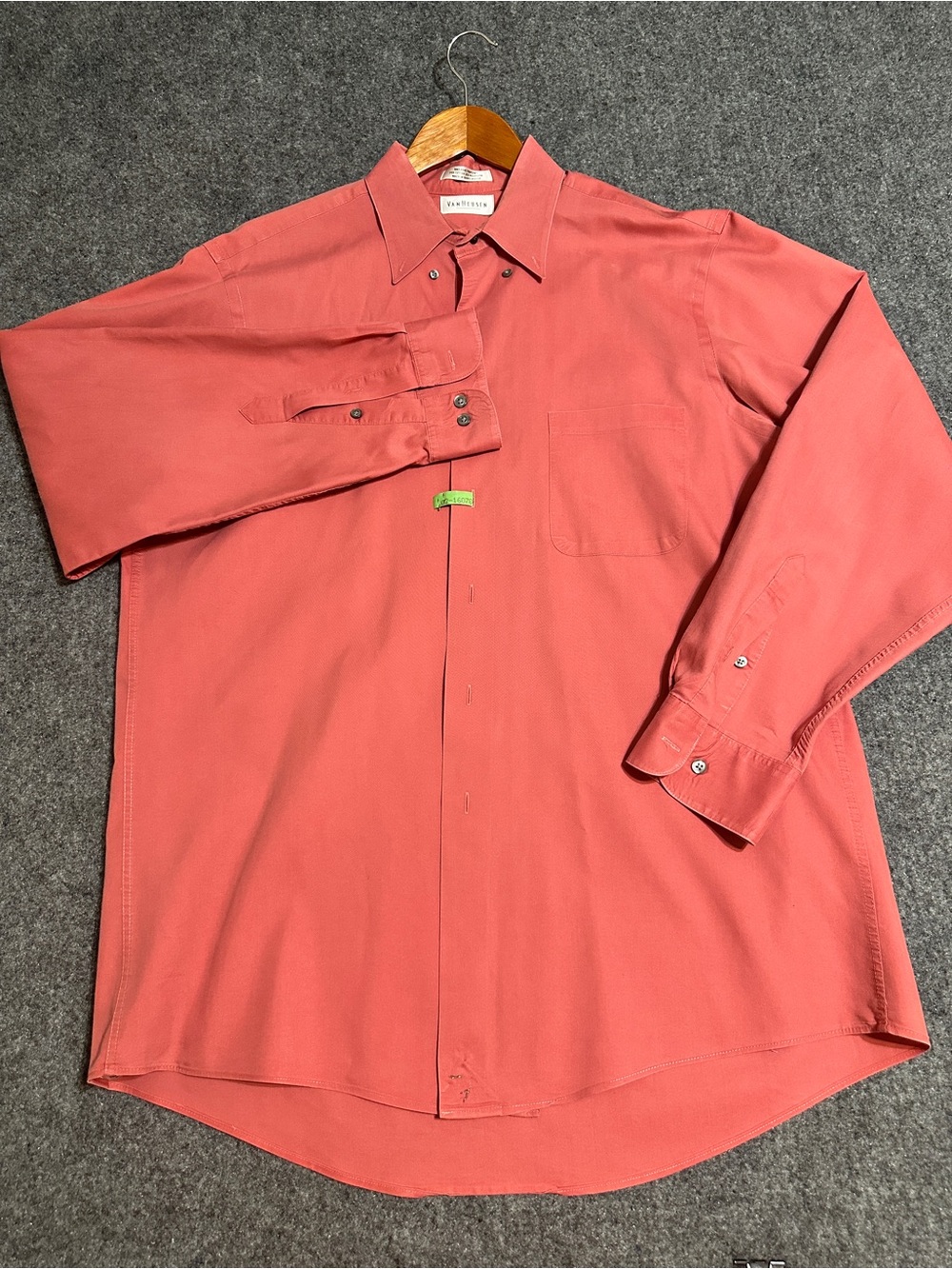 Van Heusen Salmon-colored men's long-sleeve button-down dress shirt
